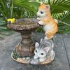 Cute Cat Ornaments Solar Lights Waterproof Cartoon Two Cat Sculpture Resin Figurine LED Lamp Home Outdoor Garden Yard Decoration