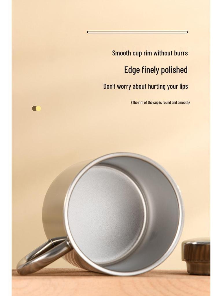 Tasse en Acier Inoxydable Double Paroi Plaqué Titane avec Poignée - Anti-Brûlure, Isolation Thermique pour Café, Thé et Eau