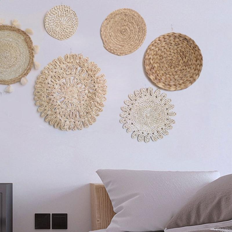 Hangings Weave Plate Wall Decorations Straw Rattan Round Basket Decorations