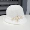 Spring and summer British retro elegant bucket hat fashion sunscreen sun hat women's dome crimped knitted breathable basin hat