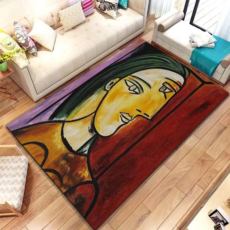Picasso Abstract Realism Painting Artistic Rug for Bedroom Floor Mat Carpet Living Room Home Decor Rug Soft Flannel Mat Area Rug