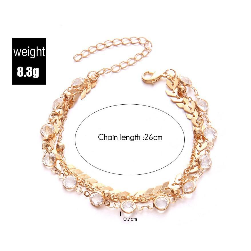 Golden Multi-Layer Chain Ankle Bracelet For Women, Retro Alloy Round Bead Chain Beach Foot Accessory