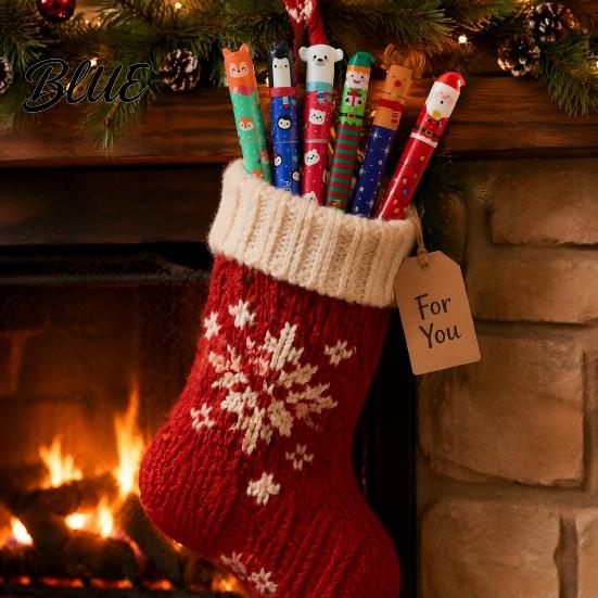 Klassenzimmer-Feiertagsparty-Mitgebsel Weihnachten Radierbare Stifte Rentier/Kinder-Muster Gedruckt Glatt Thematische Schreibwaren Kunststoff-Kugelschreiber für