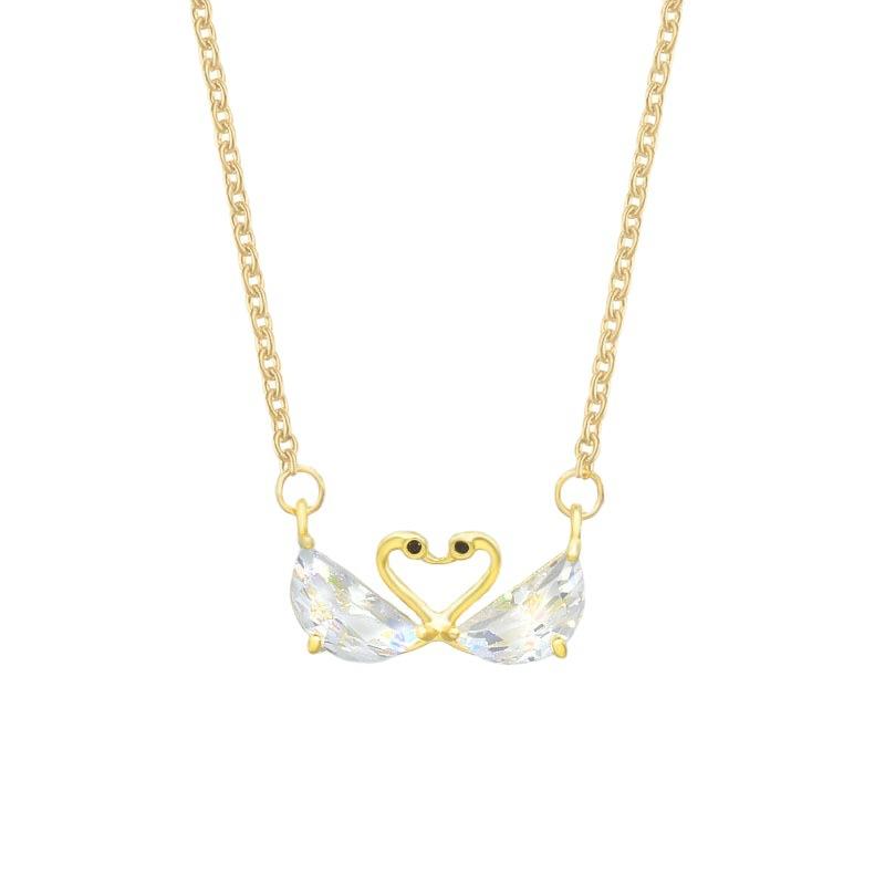 Summer Zircon Double Swan Necklace Female Star Street Shot High-End Beautiful Pendant