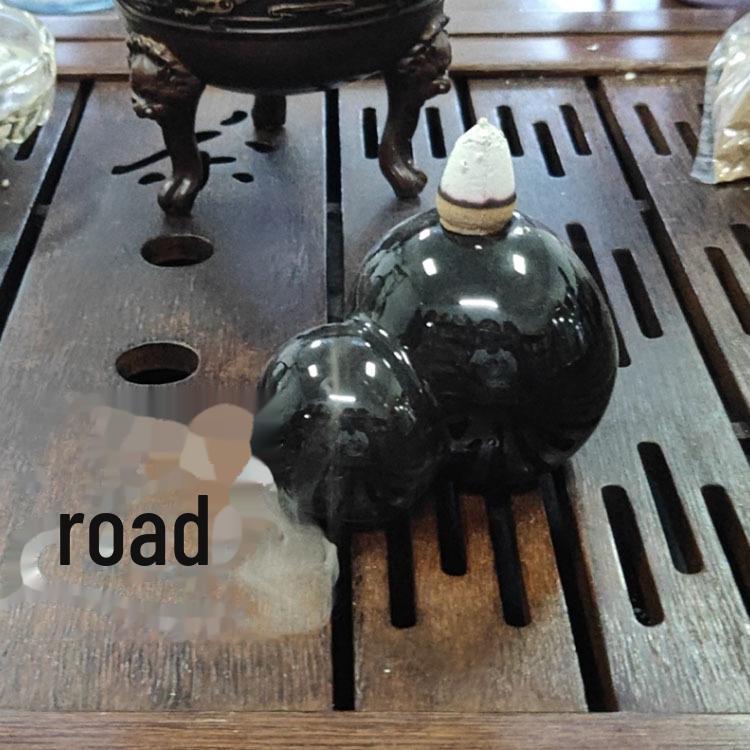 Mini Ceramic Backflow Incense Burner - Gourd-shaped Tea Ceremony Ornament