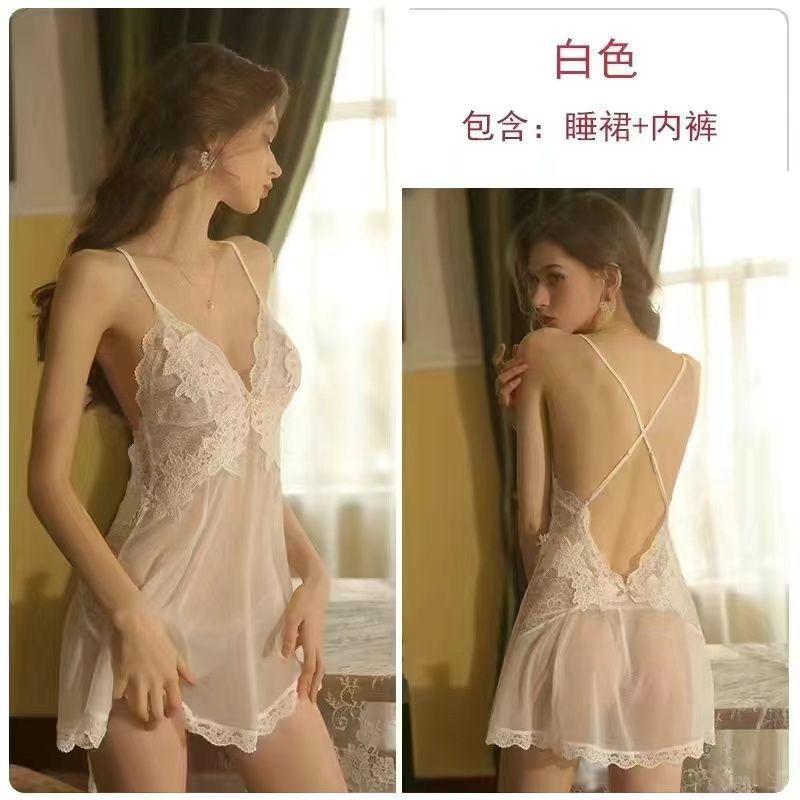 

New sexy underwear high-end sexy pure desire suspender nightdress casual lace large size couple perspective pajamas M [recommendation 40-60kg]