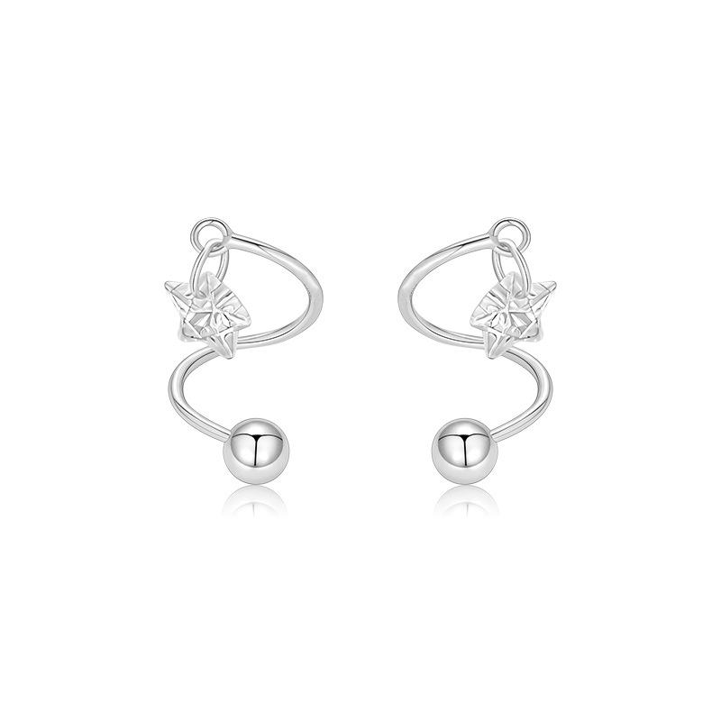 

S925 посеребренные серьги-гвоздики с пятиконечной звездой, спиральное кольцо с ушной косточкой, серьги с винтами и бриллиантовой звездой