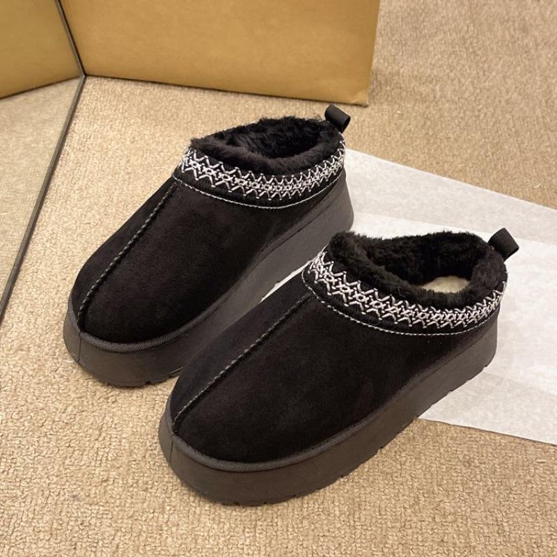 Winter new Mao Mao mouth snow boots women's thick-soled short tube thickened one pedal lazy light cotton shoes
