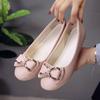 Fashion Ladies Footwear Low Heel Elegant Leather Casual Women's Flat Shoes with Bow Office Chic Point Social Cheap Clearance Comfortable