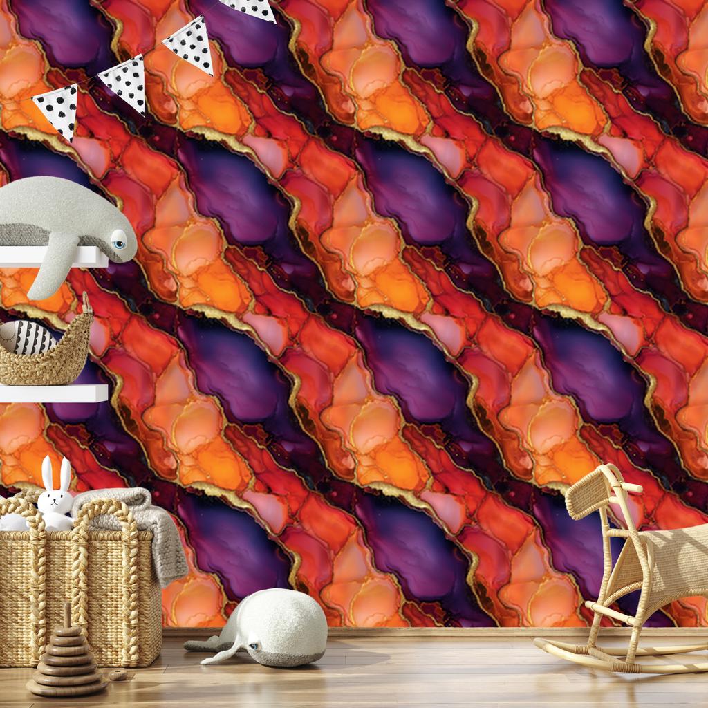 Ink Wallpaper Red, Peach and Orange 50x1000