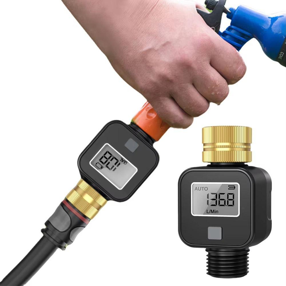 IPX5 Waterproof Water Flow Meter Digital Display Water Consumption Meter Garden Watering