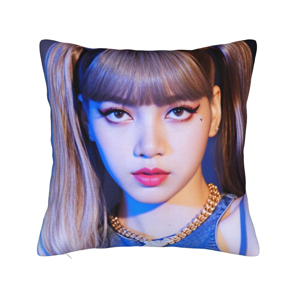 Kpop Style Cool Girl Lisa Pillow Case Vintage Pillow Cover Comfy Pillowcases For Living Room Sofa