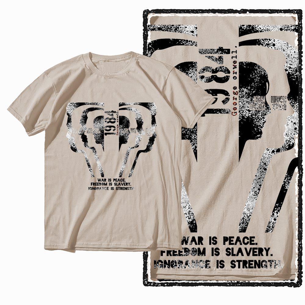 G02 Beige Cotton Cool 1984 Graphic Unisex Tshirt Streetwear Big Size Vintage Oneck Unisexs Tee Tshirt