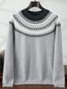 Men's Fair Isle Knit Cashmere Sweater - Round Neck, Retro Jacquard, Soft & Skin-Friendly, Thickened Design, Trendy Style