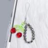 Stylish Beaded Cherry Pendant Keychain For Phone Or Keys Sturdy Alloy Material Compact Rope Construction