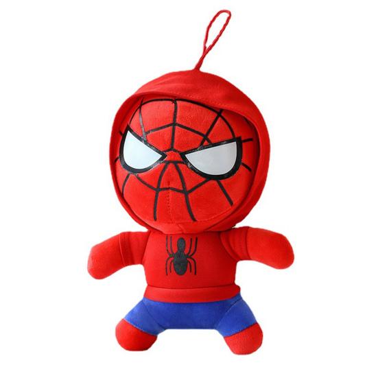 Stuffed Hooded Spider Boy Plush with Hanging Lanyard Soft PP Cotton Movie Character Hero Plushie Toy Doll Home Decoration Kids Adults Fans Gift