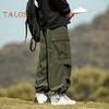 Men Cargo Pants Loose Solid Color Vintage Style Corduroy High Street Style Straight Wide Leg Multi Pockets Streetwear Outdoor Travel Trousers