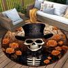 1pc Halloween Skull Pattern Round Area Rug Non Slip Applicable To Bedroom Living Room Coffee Table Floor Mat Office Area Floor Mat Carpet