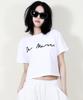 Deumakeu Rough Writing Text-Logo Crop T-Shirt White