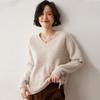 Women's Loose V-Neck Cashmere Sweater - Autumn/Winter 2024 Retro Korean Style Knitwear