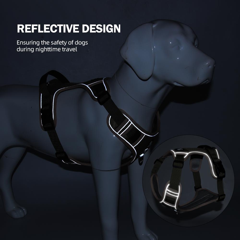 Large Dog Harness with Handle Reflective Adjustable Pet Vest Soft Padded Control Harness for Training Walking