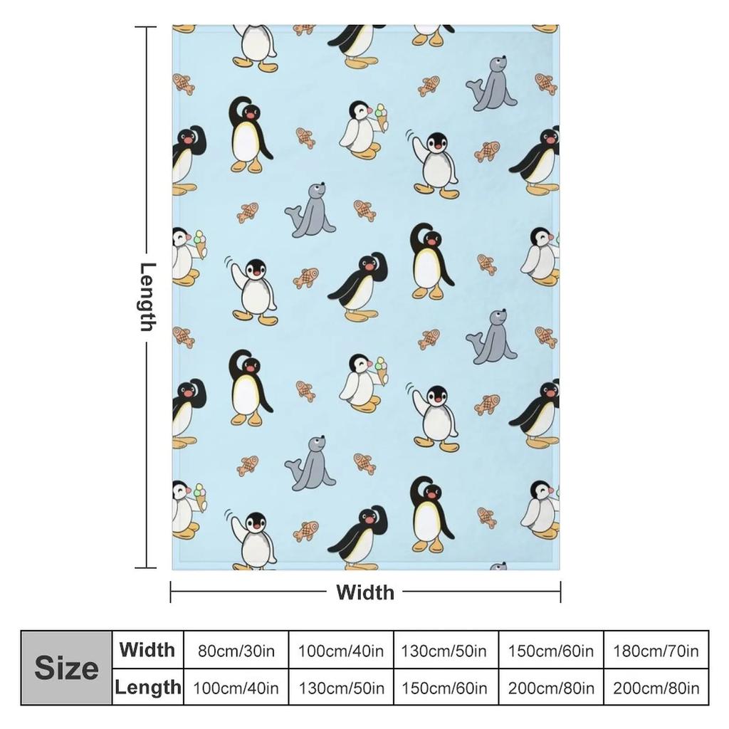 Noot Pingu and Friends Throw Blanket Soft Plush Plaid Cute Blanket Plaid Summer Blanket