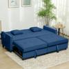 Three Person Velvet Feel Sofa Bed Blue