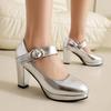 Kleid Mary Jane Schuhe für Damen 2025 Elegante Plateaupumps Absätze mit Riemen Leder Größe 32-48 Hochzeit Tanz Beliebtes Schuhwerk