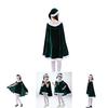 Christmas Celebration Outfit For Toddler Girls With Velvet Dress And Cape
