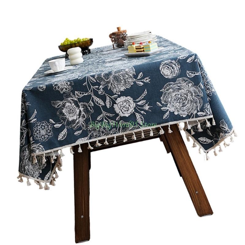 24TE Florals Print Tablecloth Large Size Sturdy Polyester Home Decoration