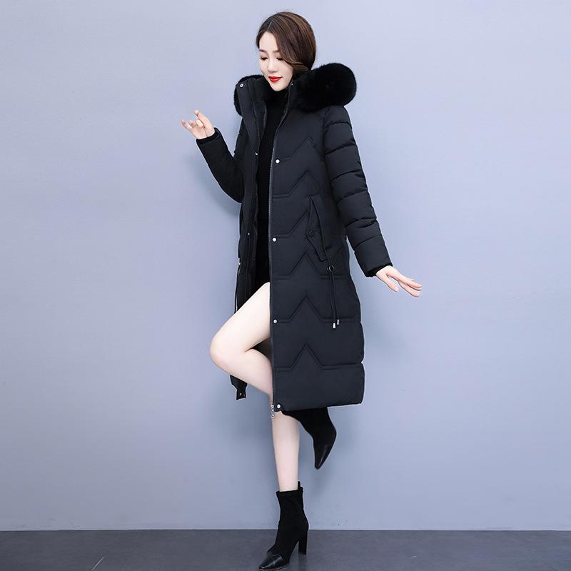 Down cotton-padded clothes women's new winter long over-knee thickened cotton-padded clothes slim and thin cotton-padded jacket