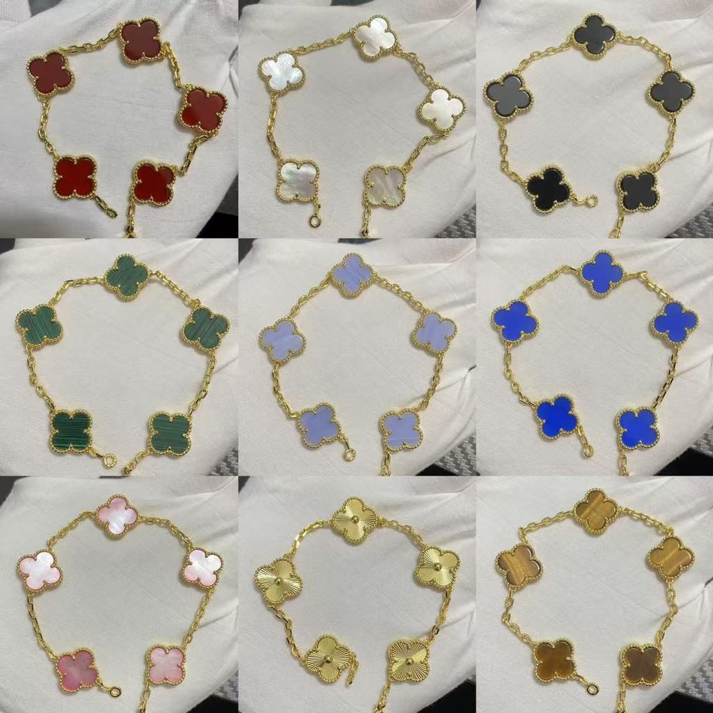 Nouă Versiune Brățară Trifoi cu Patru Foi Cinci Flori Agat Roșu Natural Sidef Alb Brățară Dama Brățară Laser