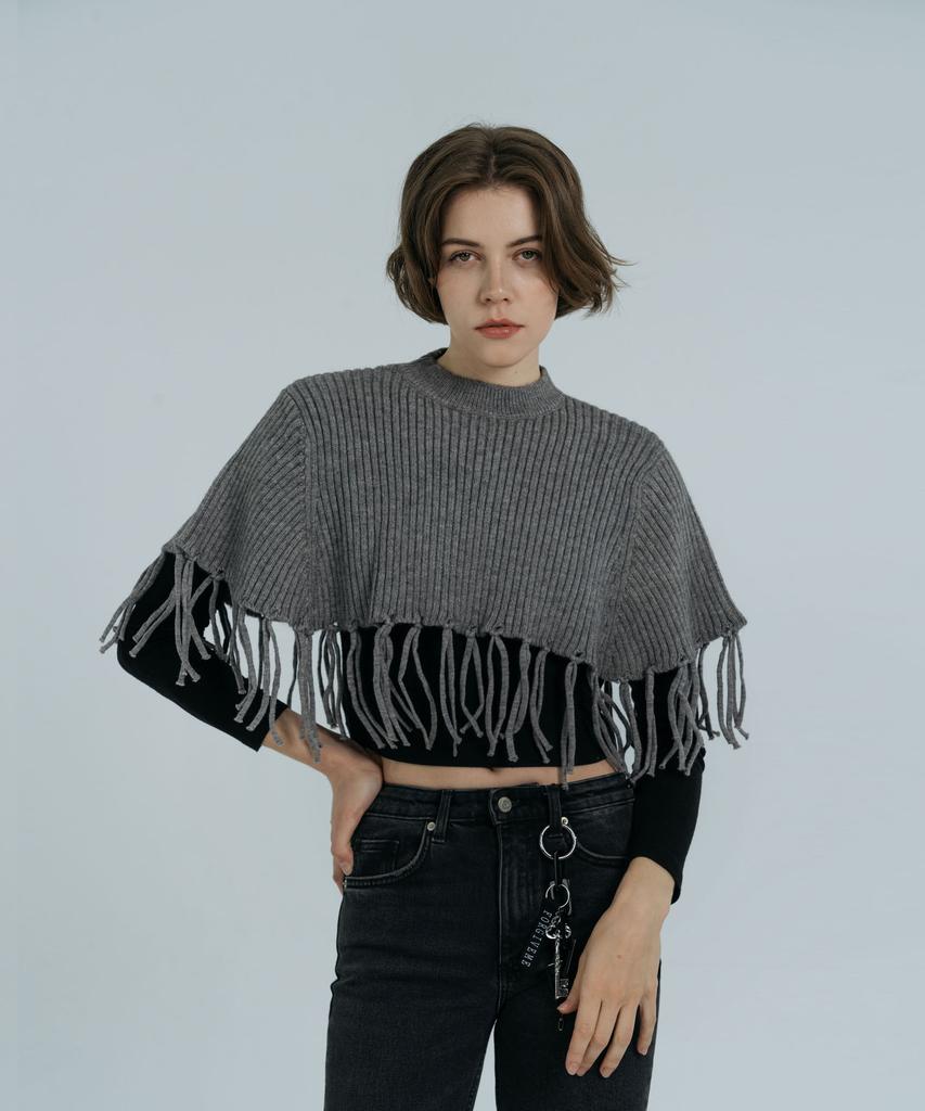 DOLIGRAM Cape Warmer Knit Shawl Gray