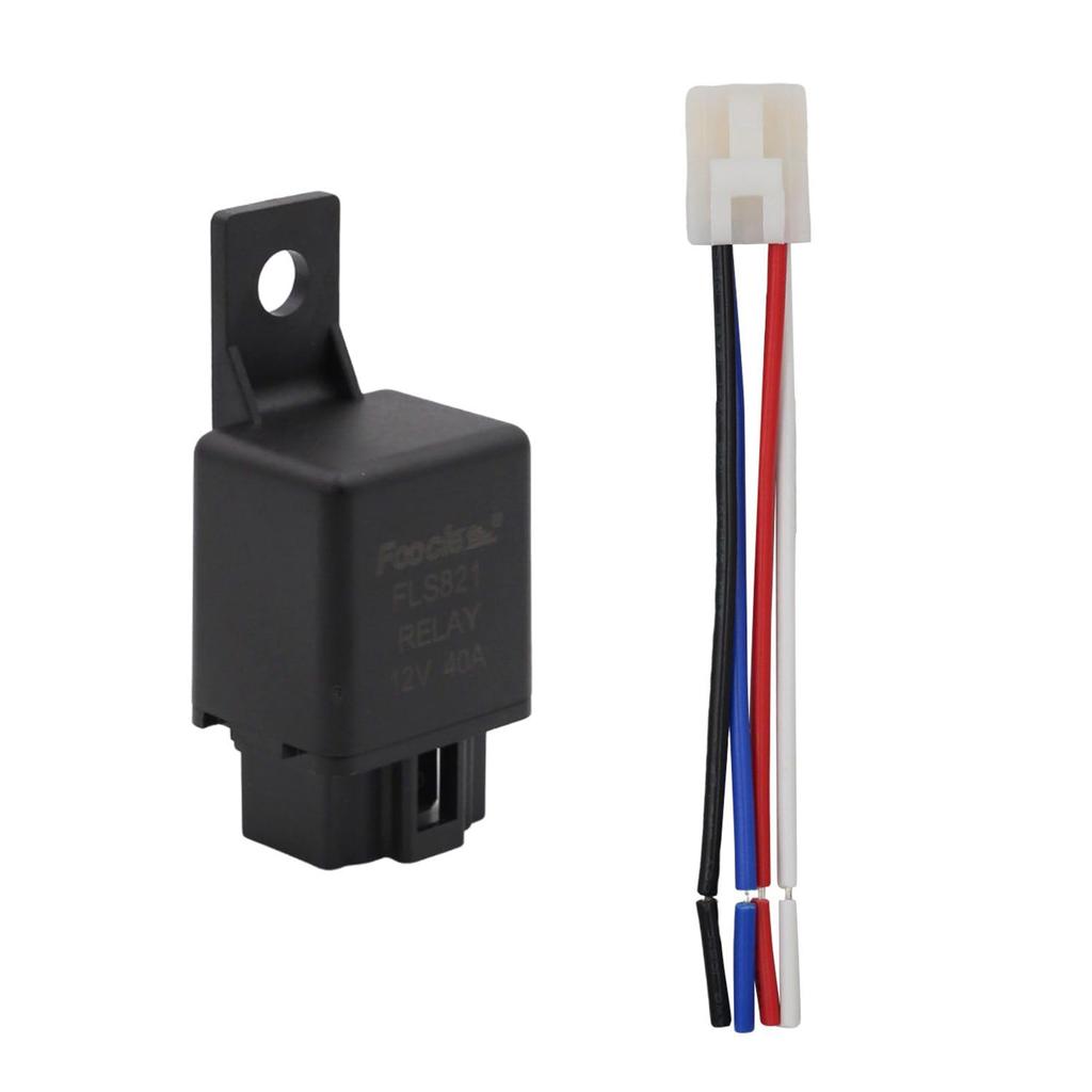 KKLM 40A 4 Pole Car Relay with Socket, Compatible with Air Conditioning Compressors,