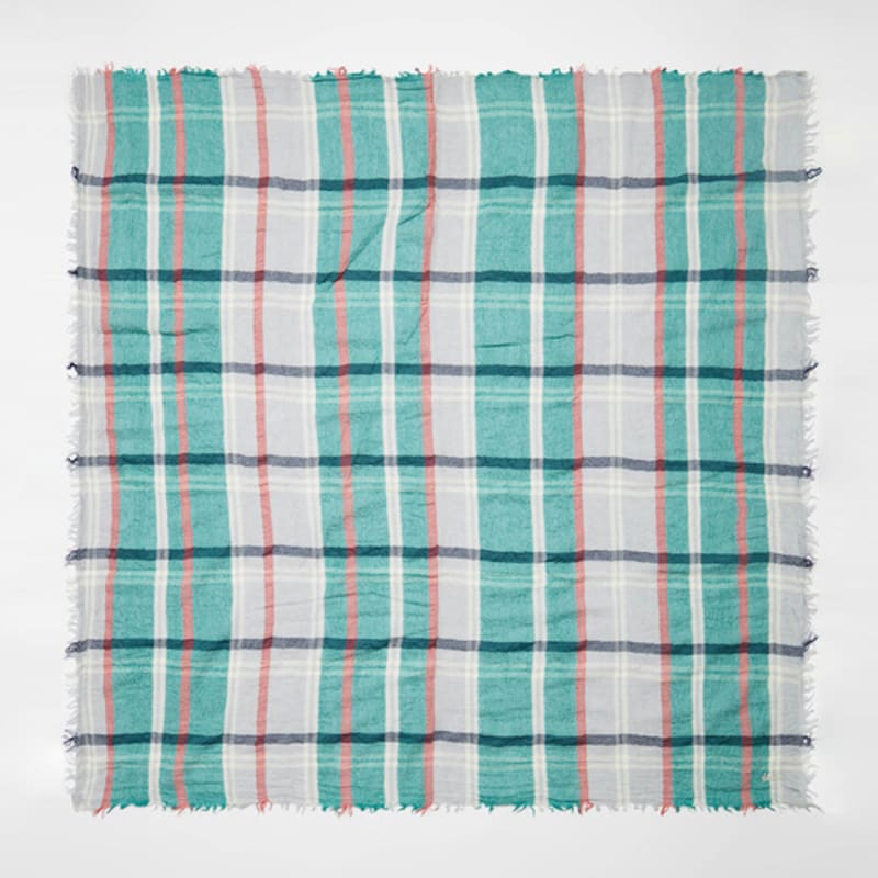 

BIMBA Y LOLA [23FW] BIMBA Y LOLA Aquamarine Check Wool Shawl B236AII014MTF Mint_FREE