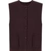 Women's Elegant Bordeaux Red Wool Blend Knit Vest Cardigan