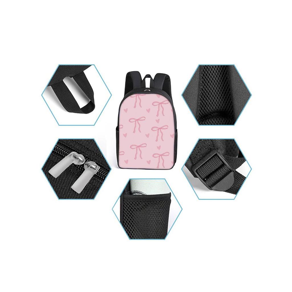 Bow Print 3Pcs/Set Backpack with Messenger Bag ,Pencil Bags for Boy/Girl Best Gift Cartoon Student School Bags