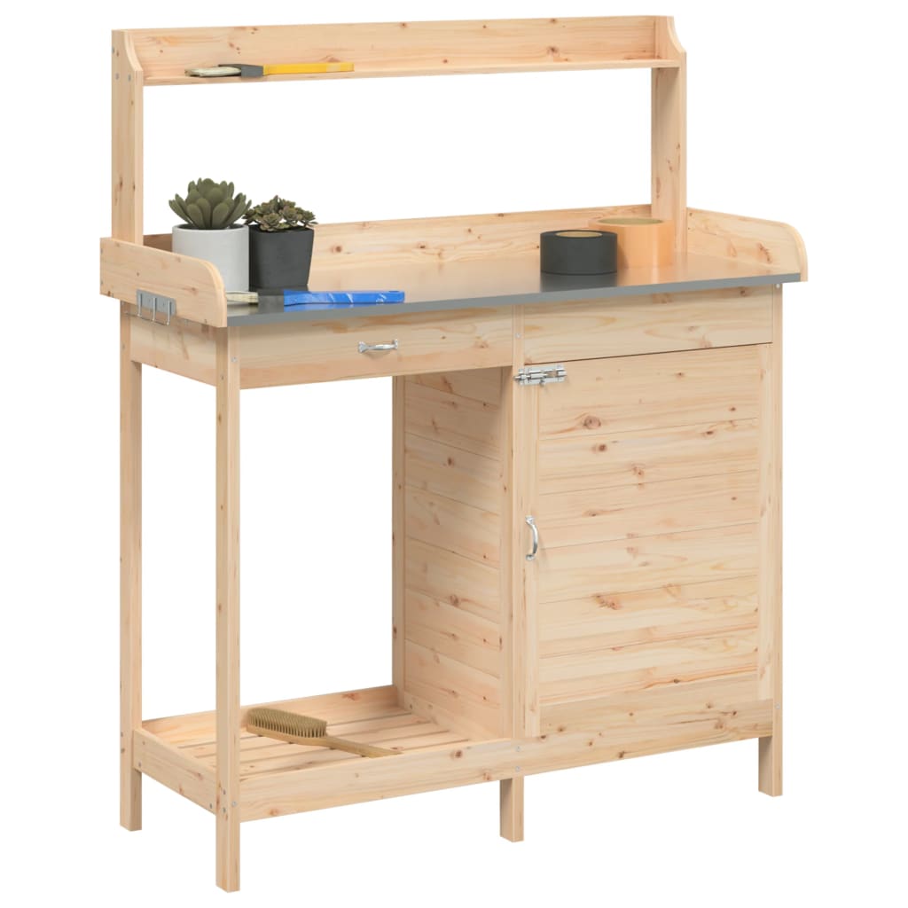 Plant Table with Cabinet 110.5 x 45 x 124.5 cm Solid Spruce Wood