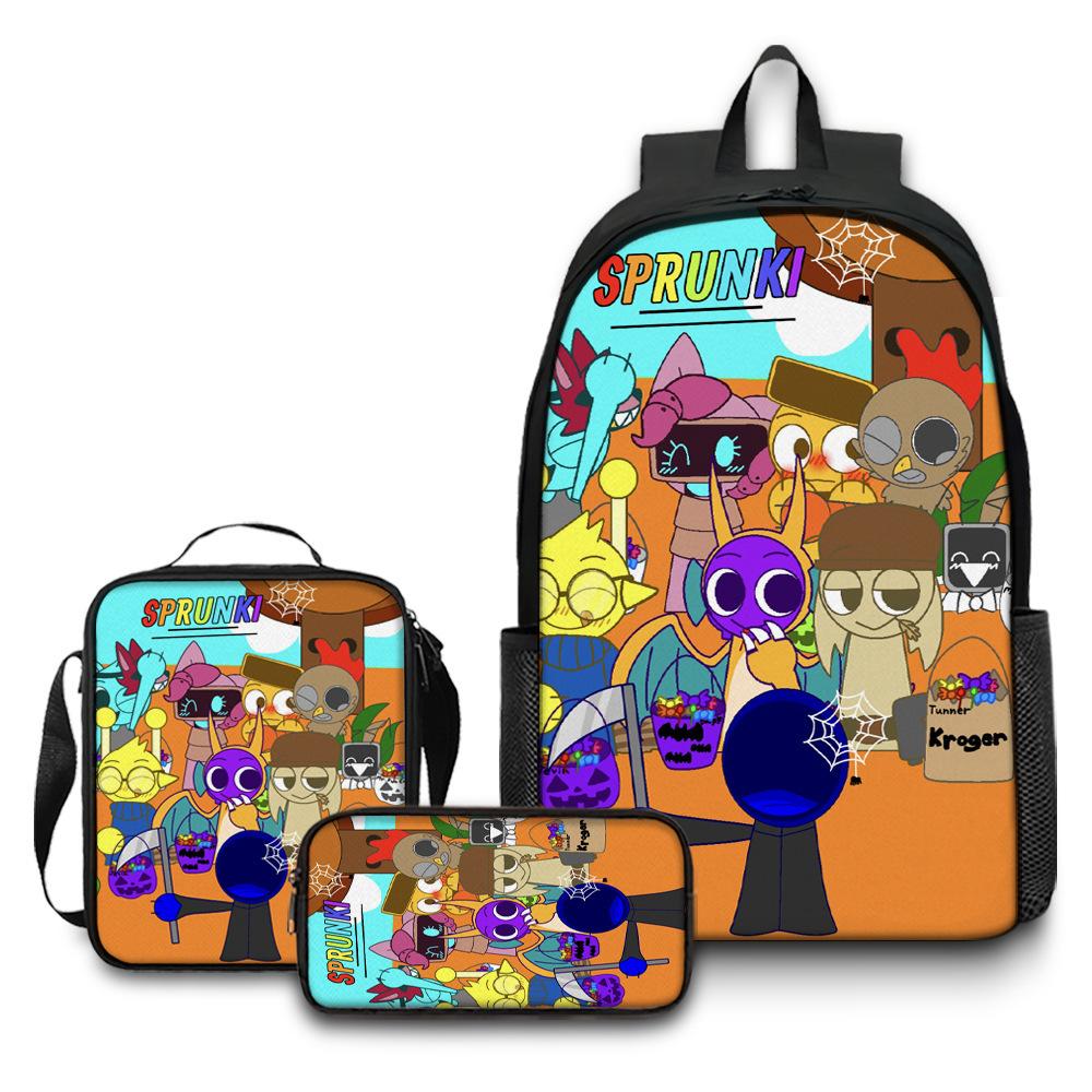 Rhythm Box Game Merchandise Schooltas Sprunki Cartoon Rugzak Lunchtas Etui Drie Delig Set