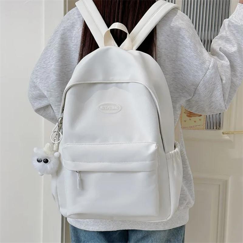 Solid Color Backpack For Women Simple And Versatile Ins Schoolbag Korean Style Fresh College Student Casual Backpack