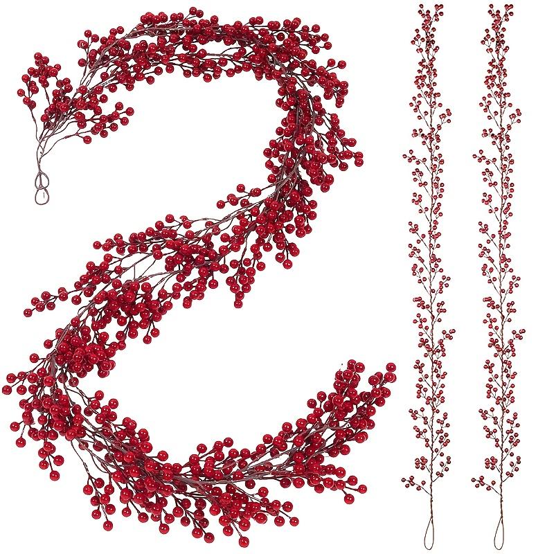 2 Pcs Handcrafted-style Lifelike Red Berry Wreaths, Featuring Vibrant Berries and Lush Green Foliage