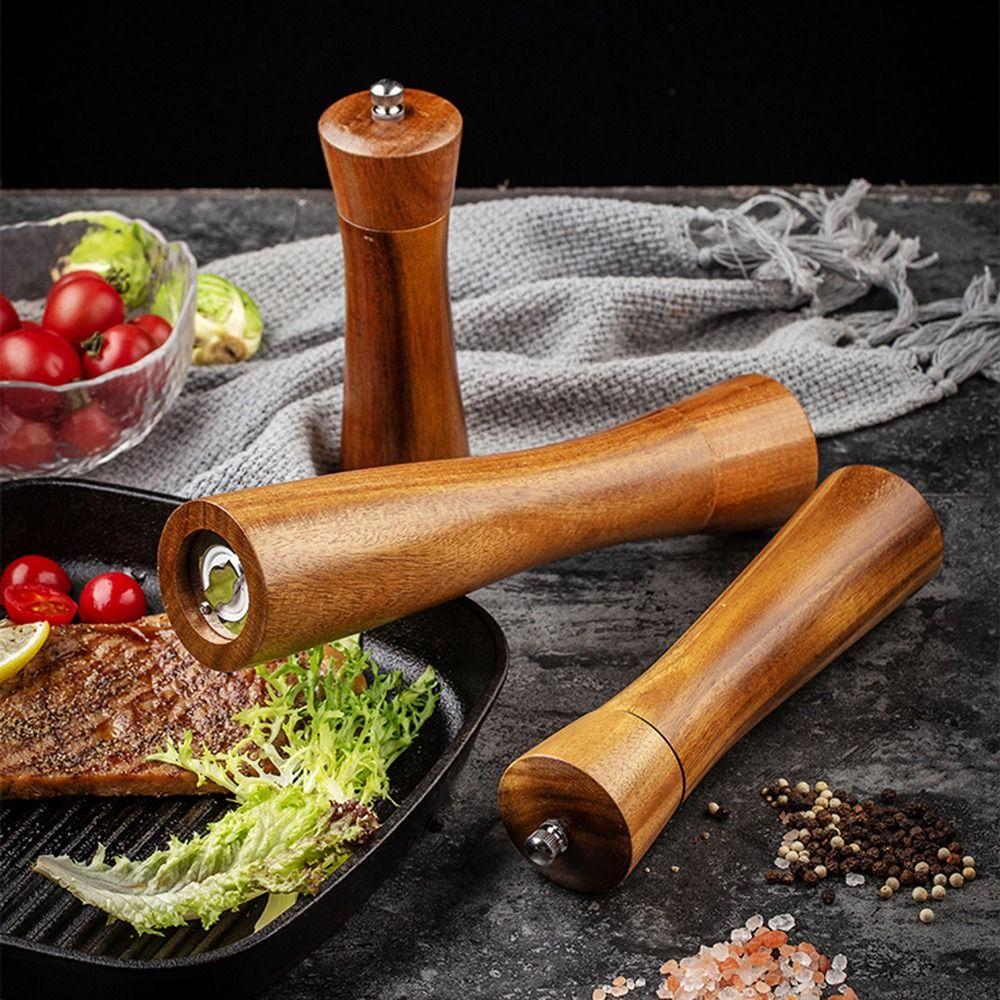 Cooking Natural Adjustable Wooden Kitchen Tool Spice Grinder Sea Salt Jar Salt and Pepper Mill