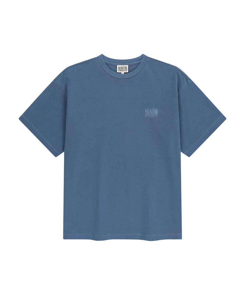 Malittepeulangsowajeobeo Outline Classic Logo Dyeing Oversized Tee Light Blue