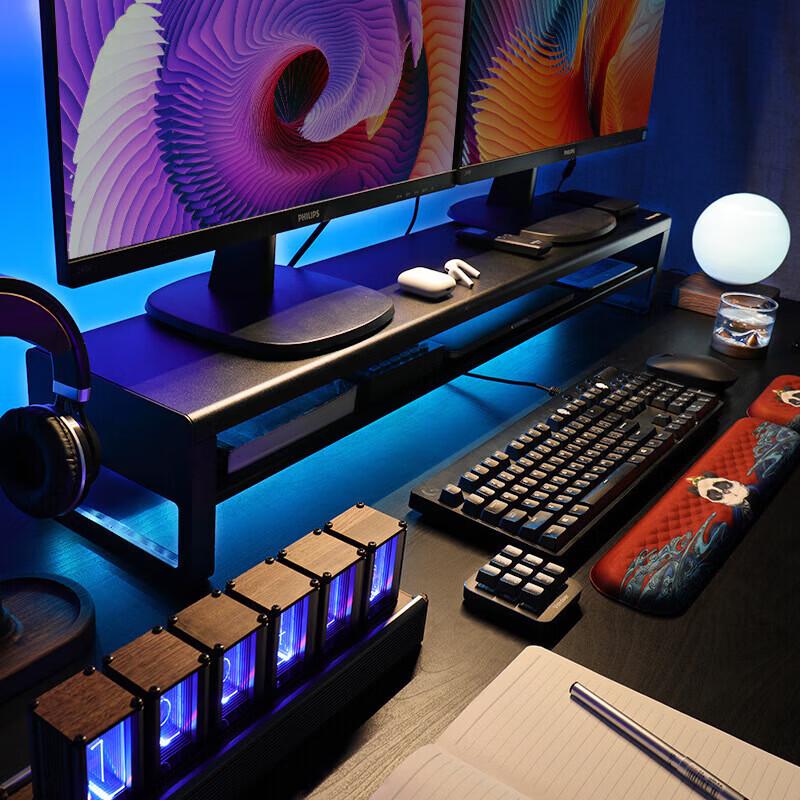 Luwei Monitor Stand with LED Strip and Wireless Charging