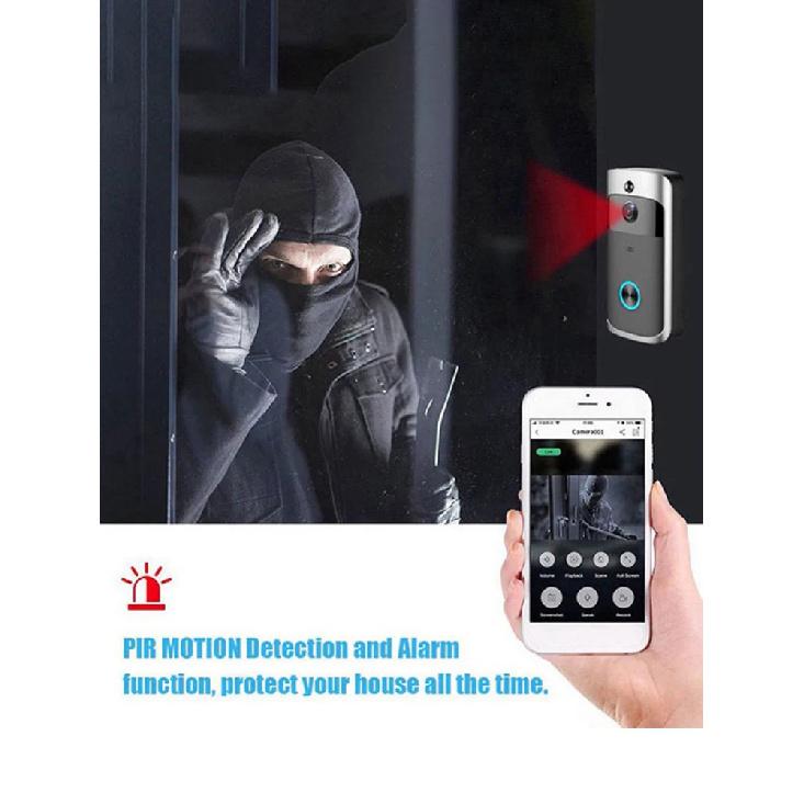 V5 Wireless Smart Doorbell PIR Detection 720P HD 166-degree Wide-angle Camera Doorbell Motion Sensing Security Protection Device