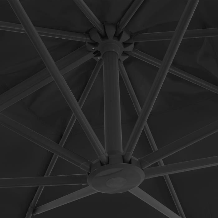 Parasol - vidaXL - Anthracite - Aluminium - 3x3m - Base portable incluse