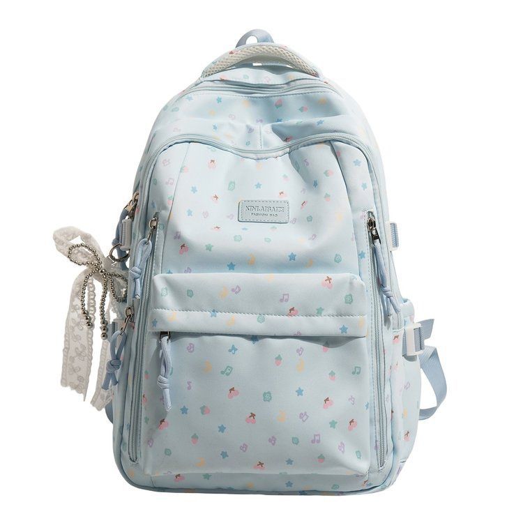 Schoolbag Ice Mist Soft Light Cartoon Cute Backpack Japanese Girl Gentle Healing Casual Versatile Lightweight Travel School Bag