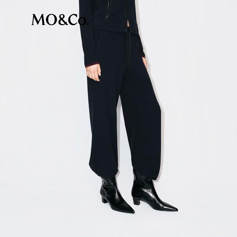 MO&Co. High-Waisted Thermal Straight-Leg Trousers