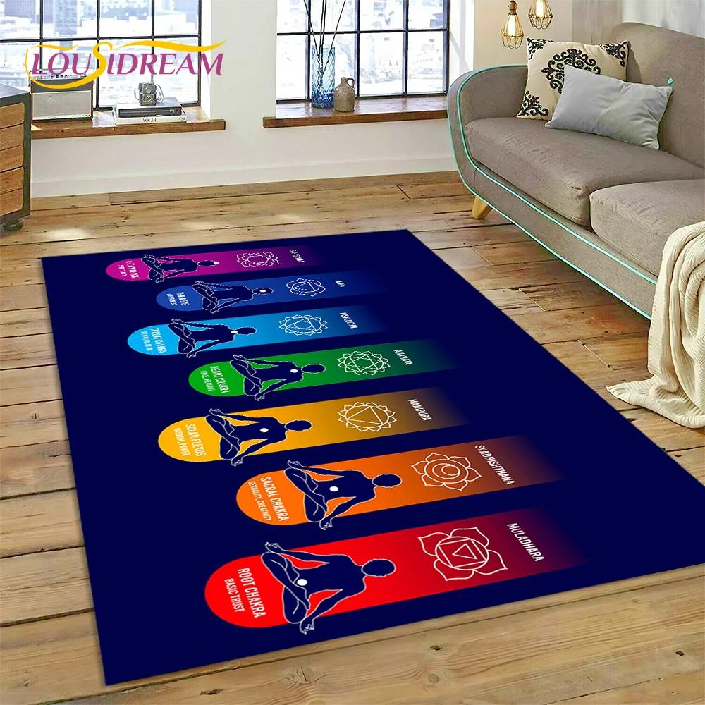 3D Yoga Meditation Rainbow 7 Chakra Carpet Rug for Bedroom Living Room Home Sofa Decoration,Children Game Large Decor Floor Mat