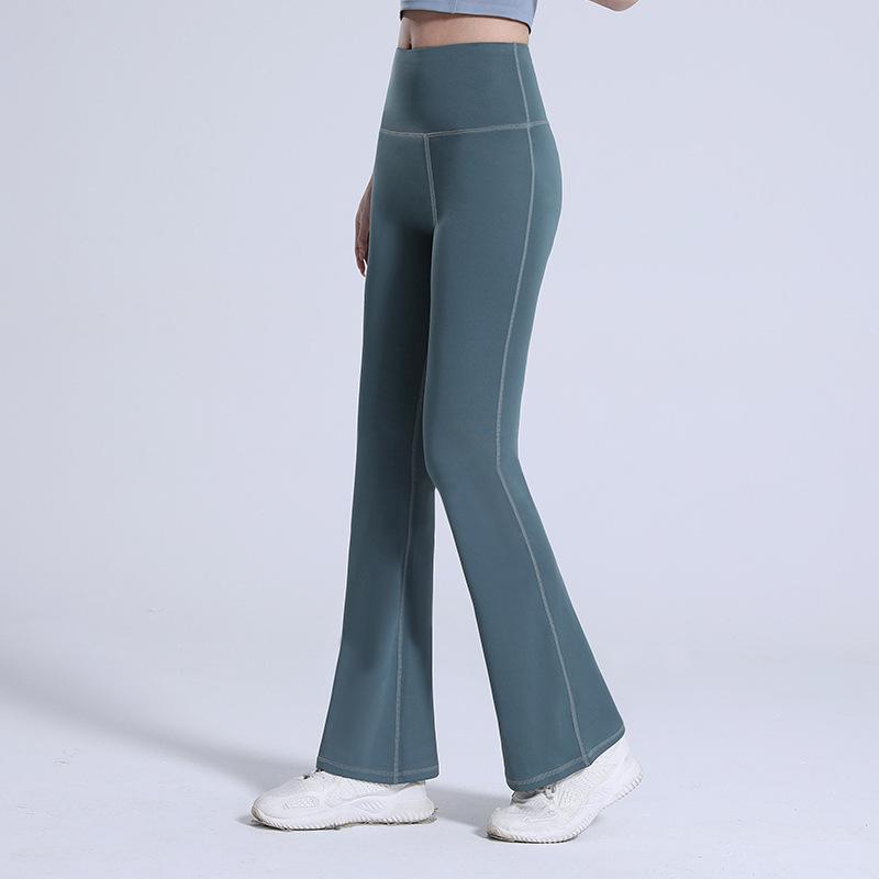 Women's High-Waist Flared Yoga Pants - Quick-Dry, Moisture-Wicking, High Elasticity, Anti-Curling, Nude Feel.